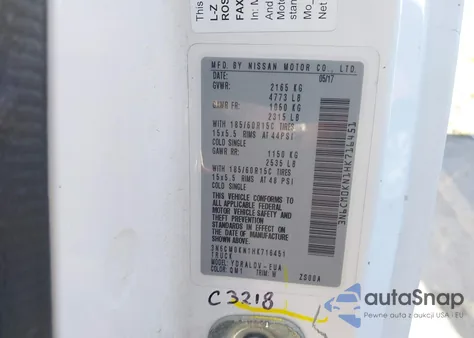 2017 Nissan Nv200 S z USA, uszkodzony, nr VIN 3N6CM0KN1HK716451